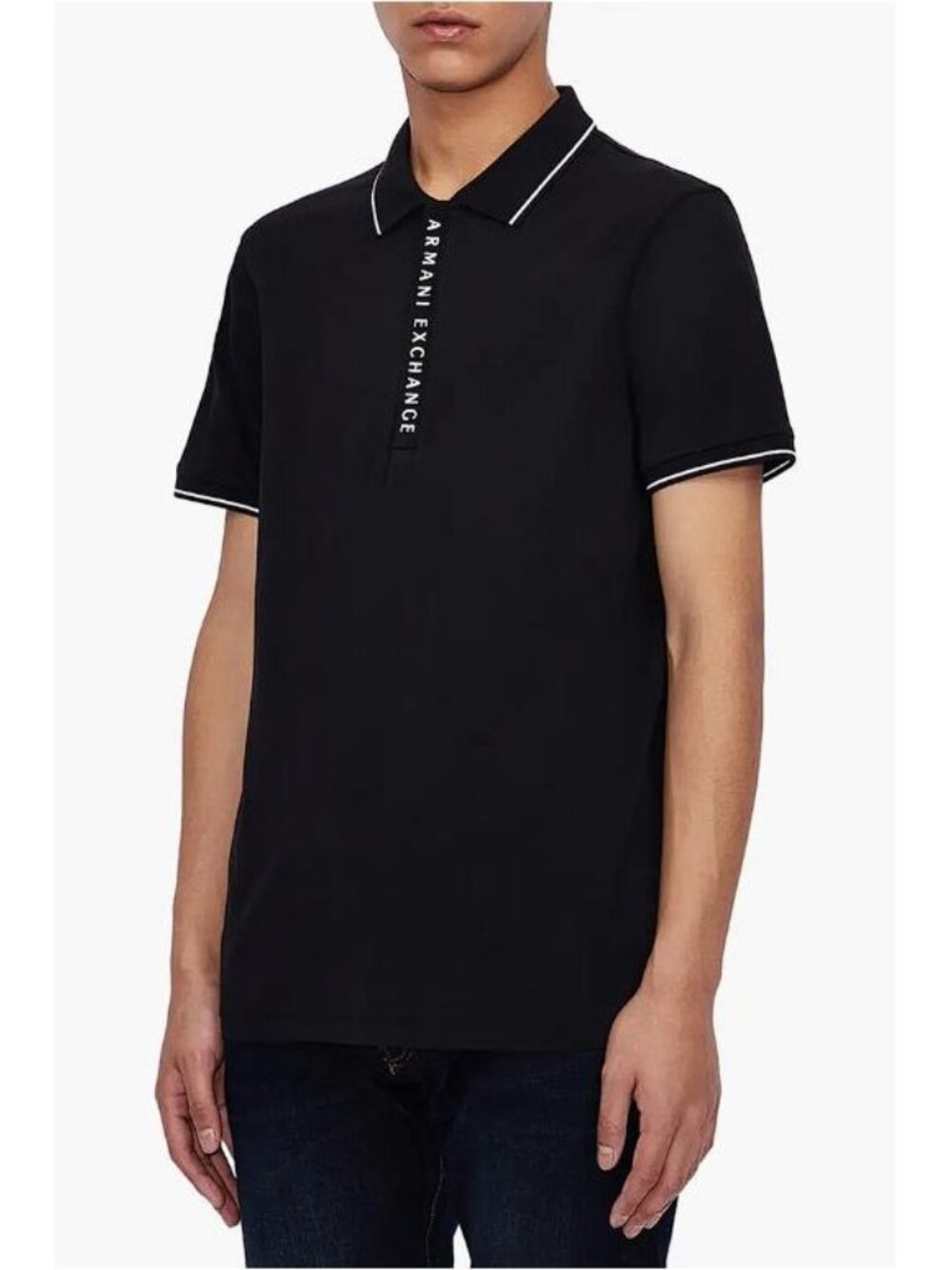 A|X ARMANI EXCHANGE Men's Tipped Logo Placket Polo Shirt Size S